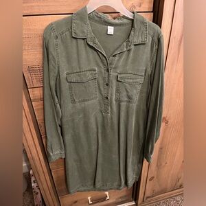 Old Navy Green Long Sleeve Jean Dress